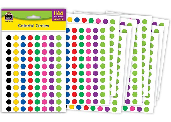 TCR4743 Colorful Circles Mini Stickers Valu-Pak Image