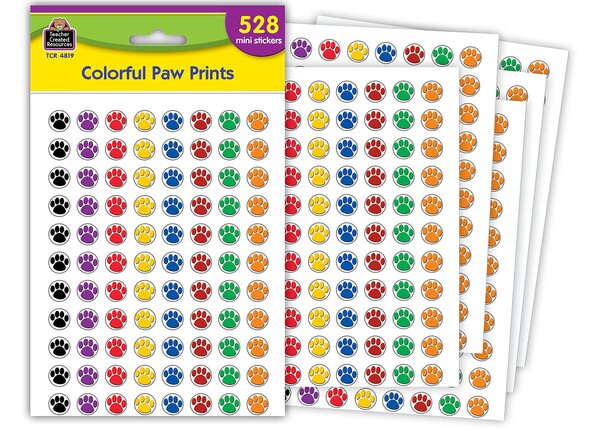 TCR4819 Colorful Paw Prints Mini Stickers Image