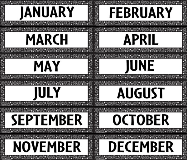 TCR4877 Black/White Crazy Circles Monthly Headliners Image