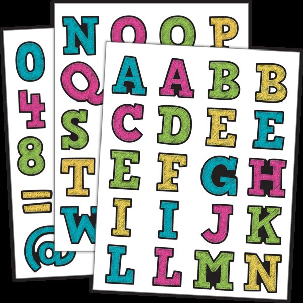 TCR5017 Chalkboard Brights Alphabet Stickers Image