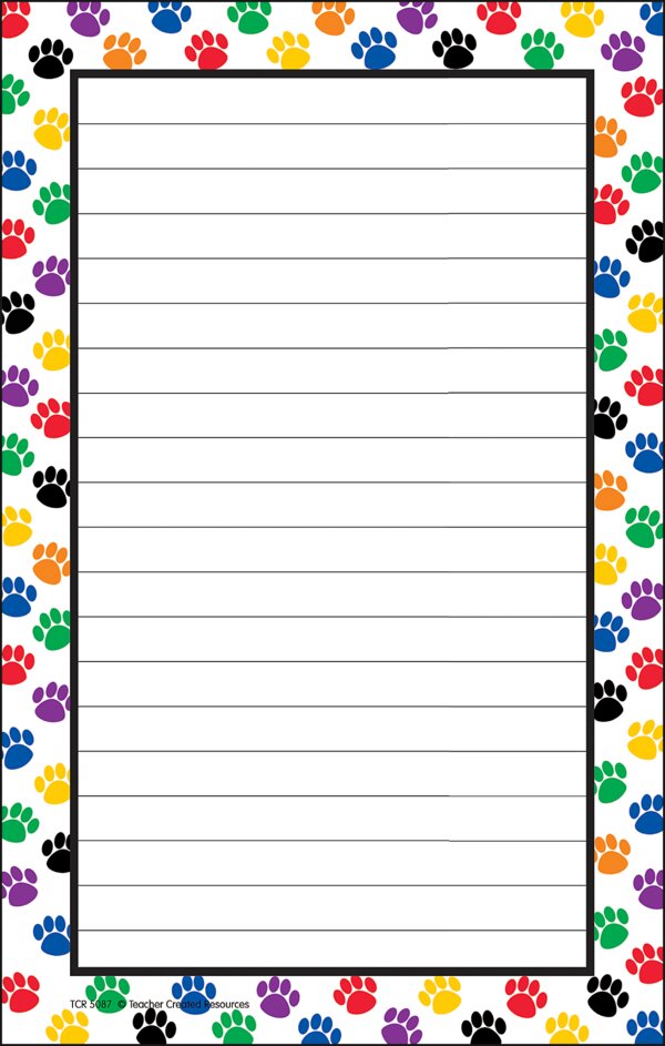 TCR5087 Colorful Paw Prints Notepad Image