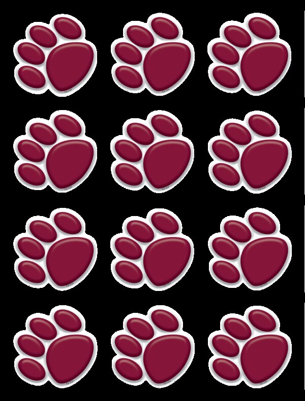 TCR5124 Maroon Paw Prints Mini Accents Image