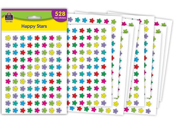 TCR5141 Smiley Stars Mini Stickers Valu-Pak Image