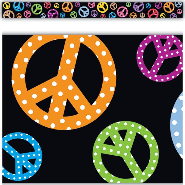 TCR5148 Peace Signs Straight Border Trim Image