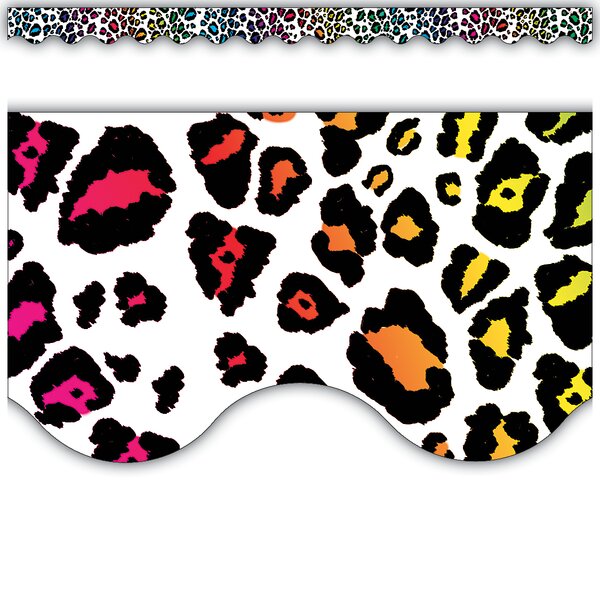 TCR5158 Leopard Rainbow Scalloped Border Trim Image