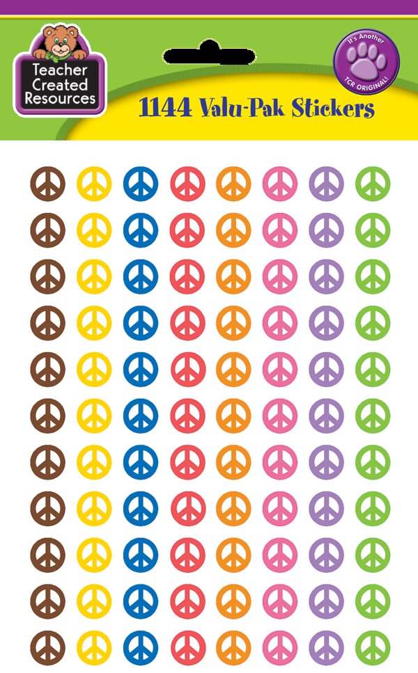 TCR5162 Peace Signs Mini Stickers Valu-Pak Image