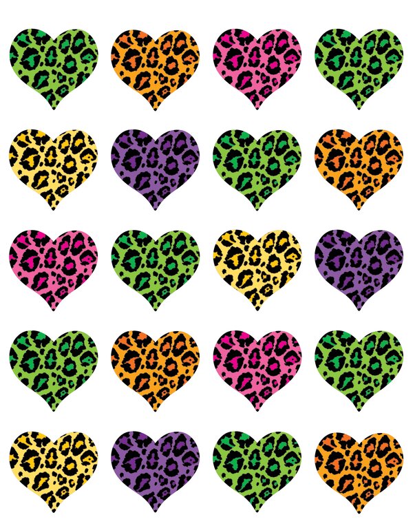 TCR5200 Leopard Print Hearts Stickers Image