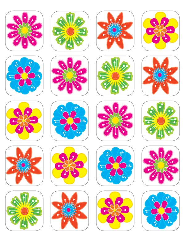 TCR5201 Fun Flowers Stickers Image