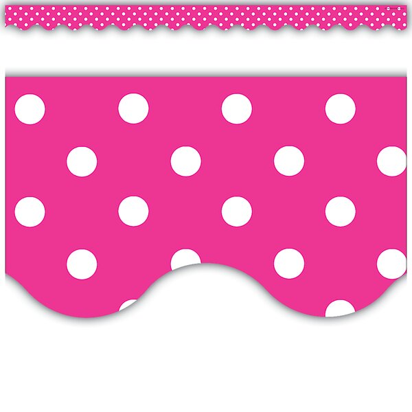 TCR5209 Hot Pink Polka Dots Scalloped Border Trim Image