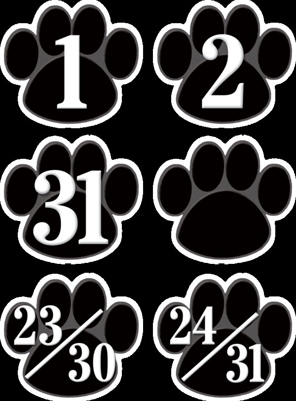 TCR5232 Black Paw Prints Calendar Days Image