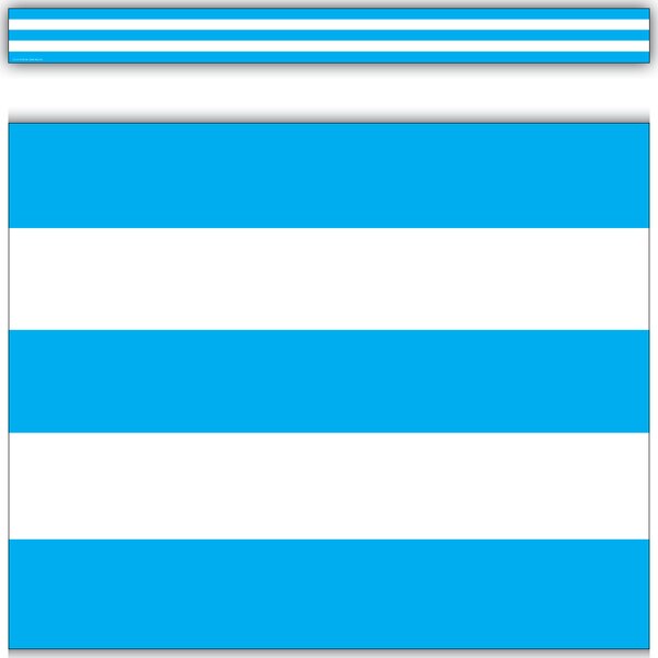 TCR5291 Aqua & White Stripes Straight Border Trim Image