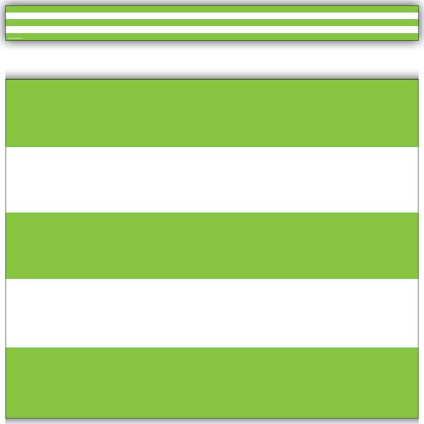 TCR5292 Lime & White Stripes Straight Border Trim Image