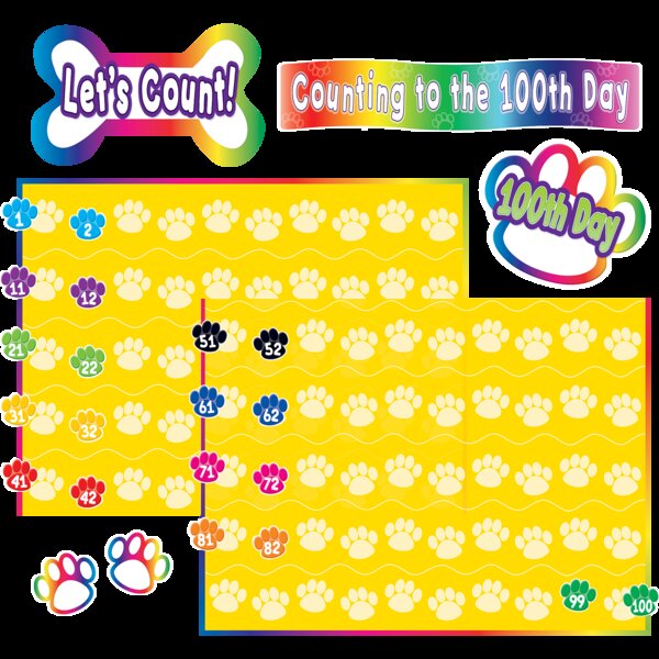 TCR5330 Paw Prints Counting to 100 Bulletin Board Display Set Image