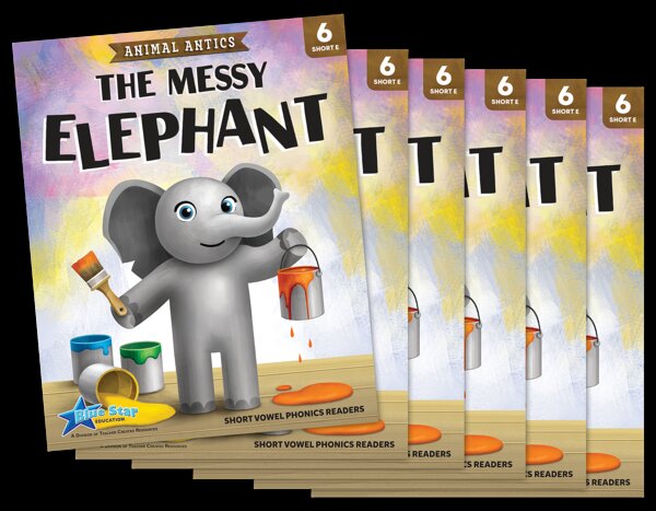 TCR53311 Animal Antics: The Messy Elephant - Short Vowel e Reader - 6 Pack Image