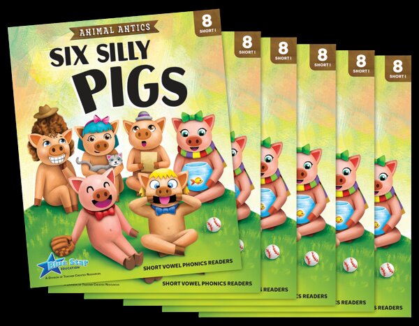 TCR53313 Animal Antics: Six Silly Pigs - Short Vowel i Reader - 6 Pack Image