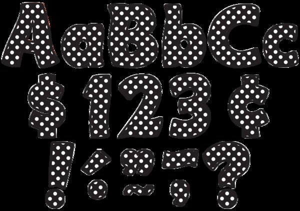 TCR5346 Black Polka Dots Funtastic 4" Letters Combo Pack Image