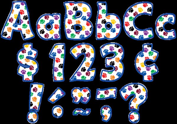 TCR5348 Colorful Paw Prints Funtastic 4" Letters Combo Pack Image