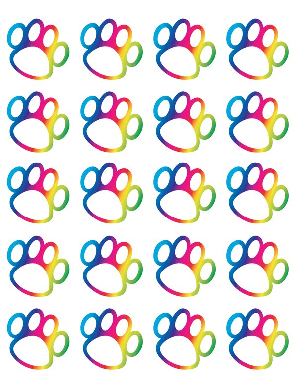 TCR5392 Rainbow Paw Prints Stickers Image