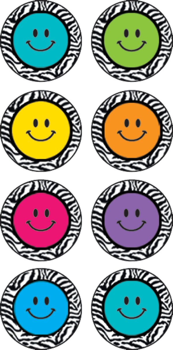 TCR5396 Zebra Happy Faces Mini Stickers Image