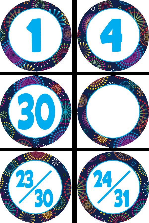 TCR5423 Fireworks Calendar Days Image