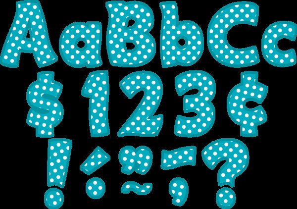 TCR5429 Teal Polka Dots Funtastic 4" Letters Combo Pack Image