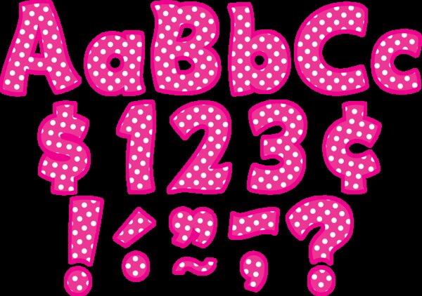 TCR5430 Hot Pink Polka Dots Funtastic 4" Letters Combo Pack Image