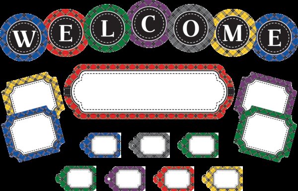 TCR5437 Plaid Welcome Mini Bulletin Board Image