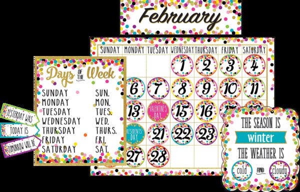 TCR5443 Confetti Calendar Bulletin Board Display Image