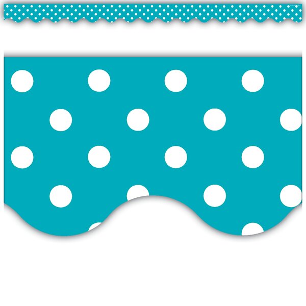 TCR5494 Teal Polka Dots Scalloped Border Trim Image