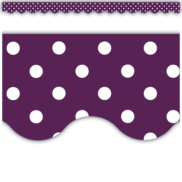 TCR5496 Eggplant Polka Dots Scalloped Border Trim Image