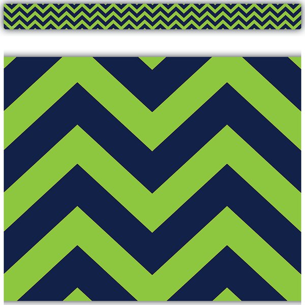 TCR5542 Navy & Lime Chevron Straight Border Trim Image