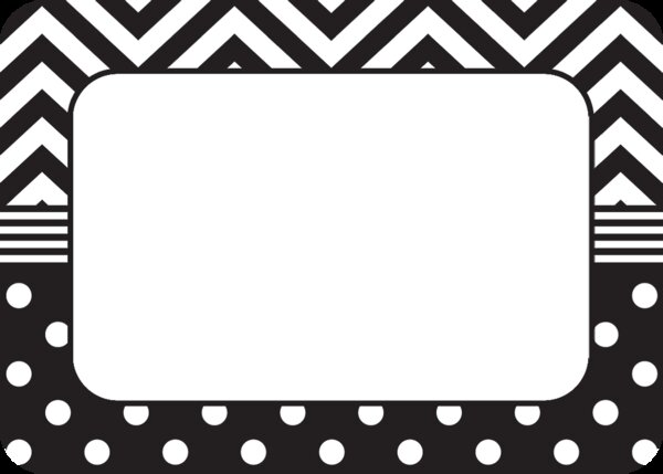 TCR5548 Black & White Chevrons and Dots Name Tags/Labels Image