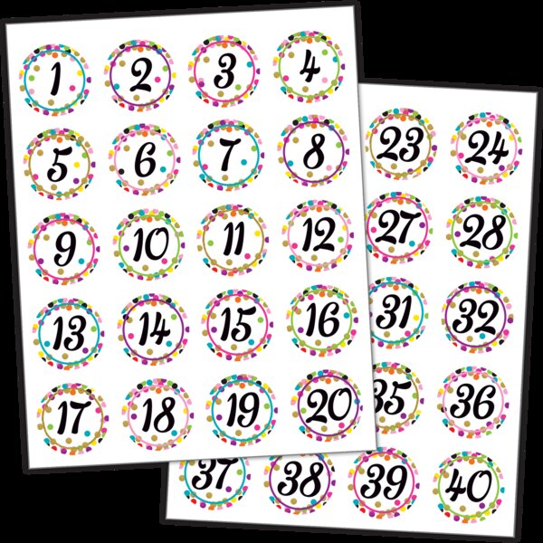 TCR5574 Confetti Numbers Stickers Image