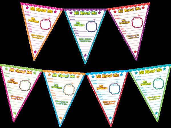 TCR5578 All About Me Pennants Bulletin Board Display Set Image