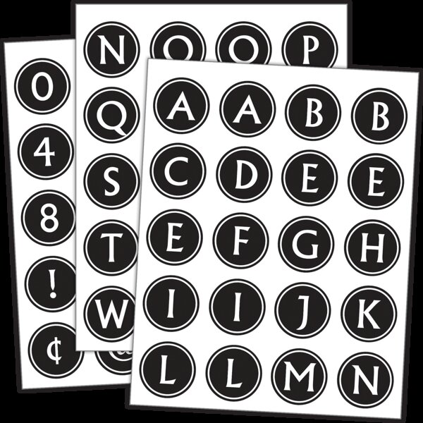 TCR5602 Black & White Alphabet Stickers Image