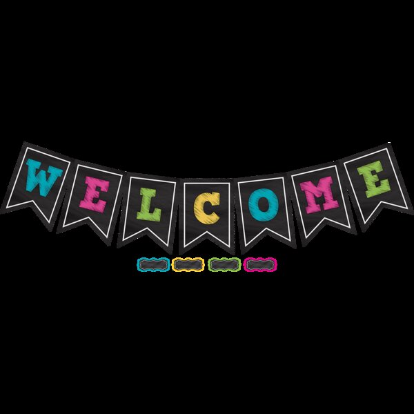 TCR5614 Chalkboard Brights Pennants Welcome Bulletin Board Display Set Image