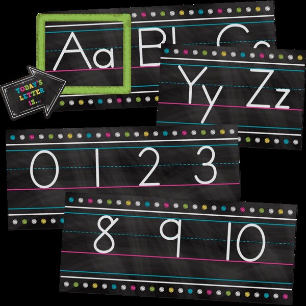 TCR5621 Chalkboard Brights Alphabet Line Bulletin Board Set Image