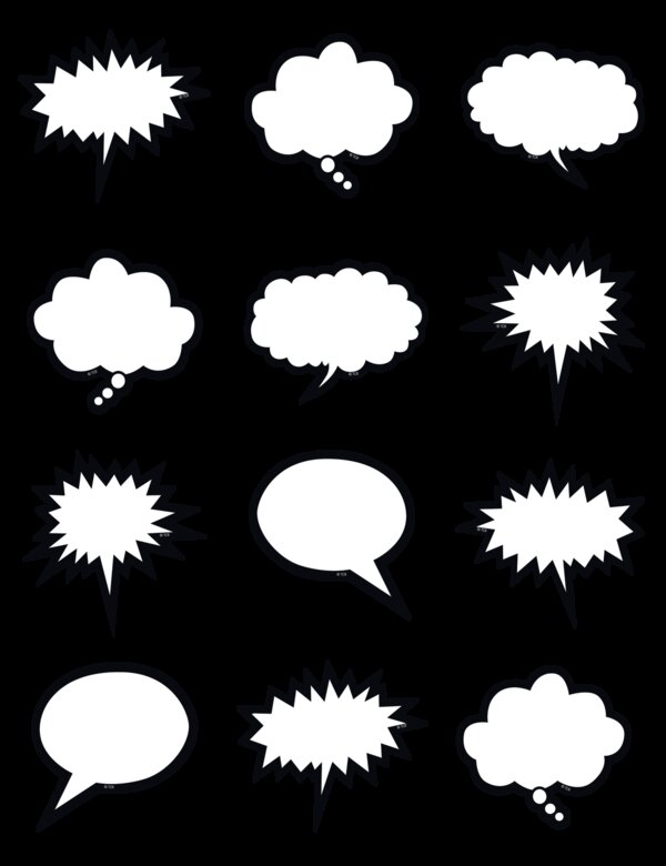 TCR5641 Black & White Speech/Thought Bubbles Mini Accents Image