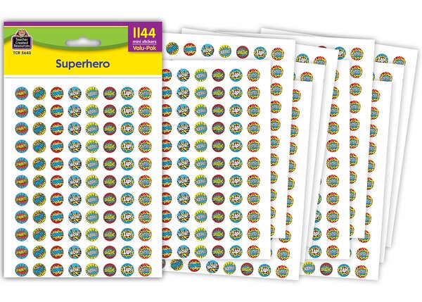 TCR5643 Superhero Mini Stickers Valu-Pak Image