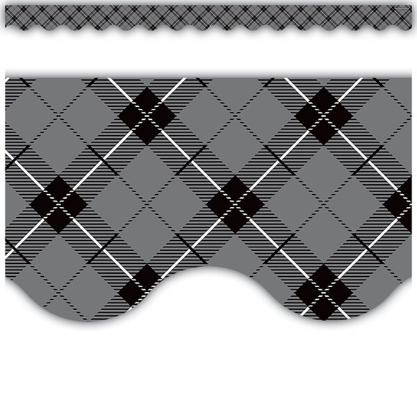 TCR5660 Gray Plaid Scalloped Border Trim Image