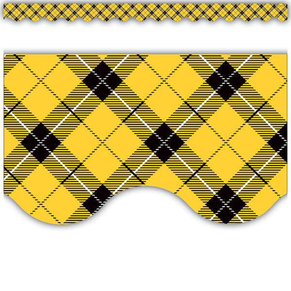 TCR5662 Yellow Plaid Scalloped Border Trim Image