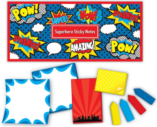 TCR5664 Superhero Sticky Notes Image