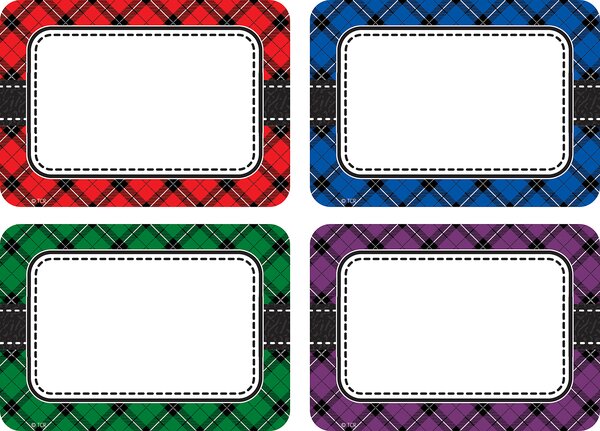 TCR5665 Plaid Name Tags/Labels Multi-Pack Image