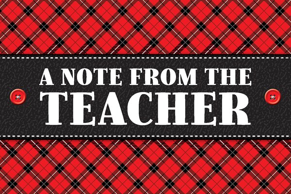 TCR5666 Plaid A Note From the Teacher Postcards Image