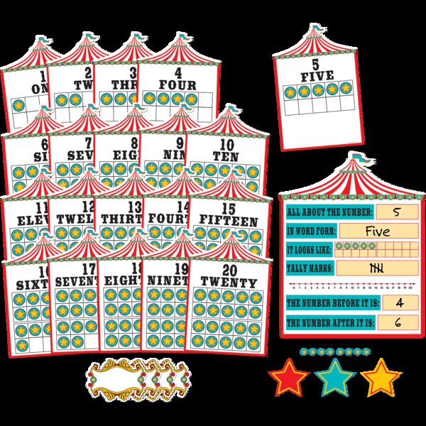 TCR5710 Carnival Numbers 0-20 Bulletin Board Display Set Image