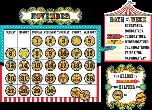 TCR5720 Carnival Calendar Bulletin Board Display Set Image