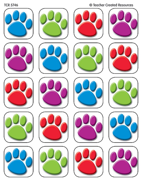 TCR5746 Colorful Paw Prints Stickers Image