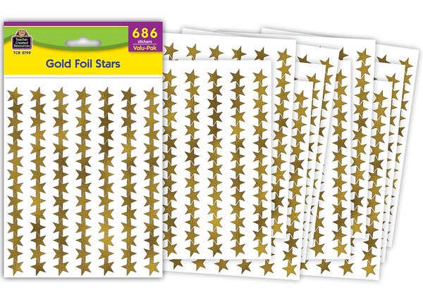 TCR5799 Gold Foil Stars Stickers Valu-Pak Image