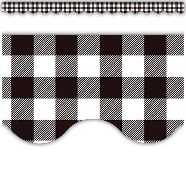 TCR5817 Black and White Gingham Scalloped Border Trim Image