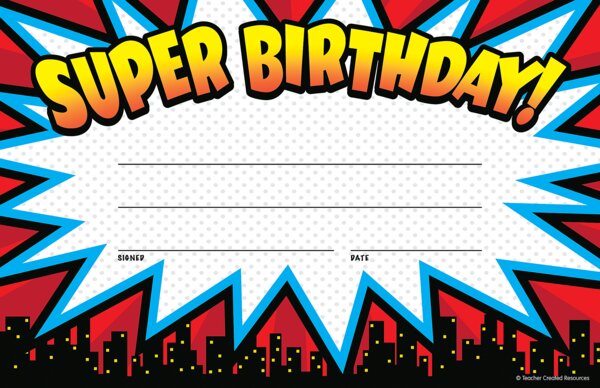 TCR5844 Superhero Super Birthday Awards Image